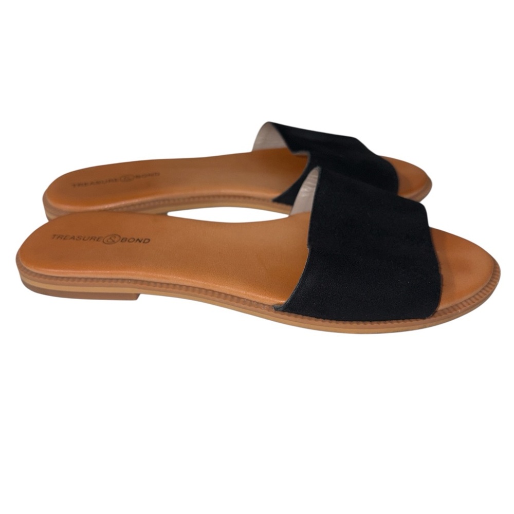 Treasure & Bond Suade Black and Tan Slide Sandals Size 6